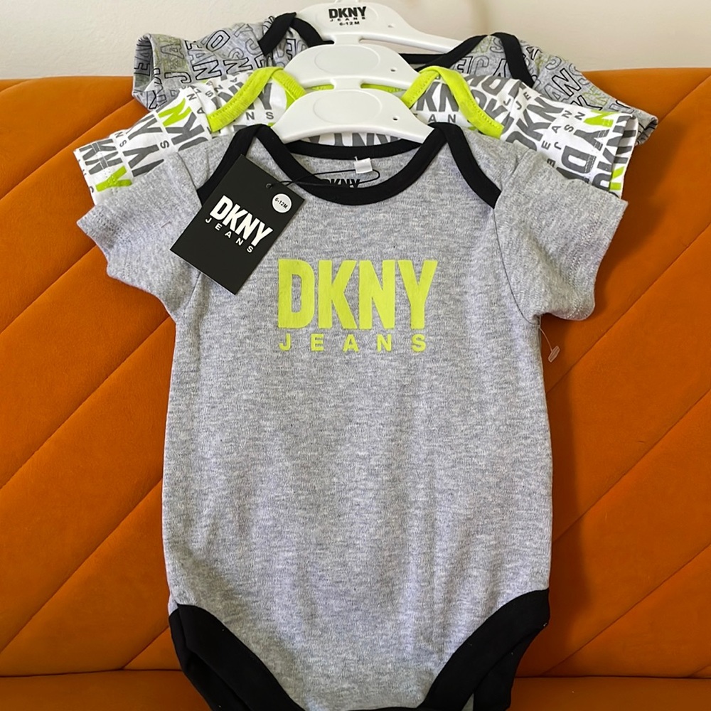 100% cotton DKNY 3 piece onesie NWT
